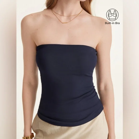 NWT OGL Eco-SkinKiss® Non-slip Essential Tube Brami Top - Midnight Navy Size S - Picture 1 of 16